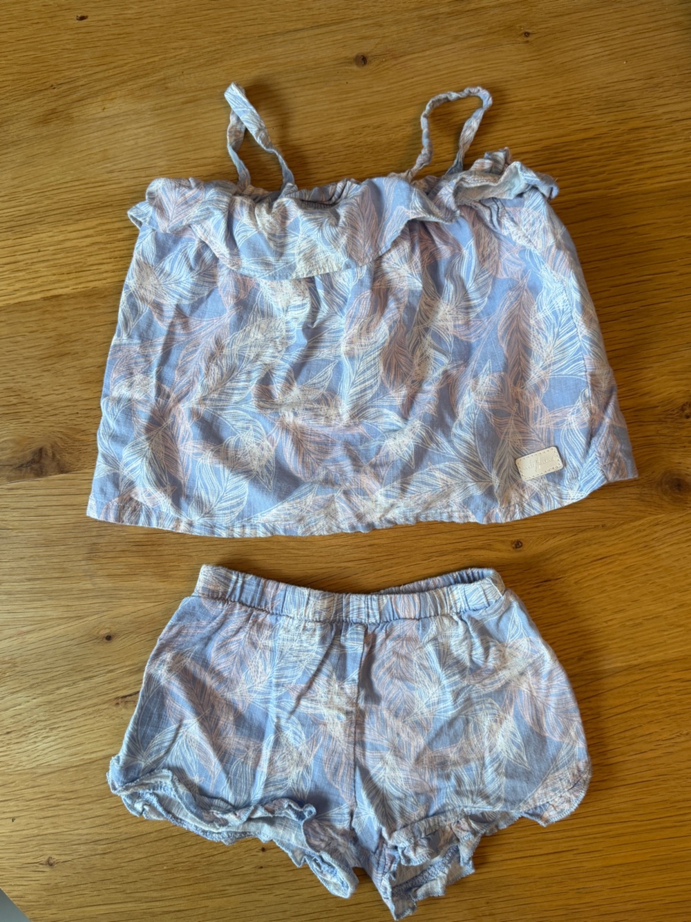 7 for All Mankind Light Blue Feather Print Outfit 24M